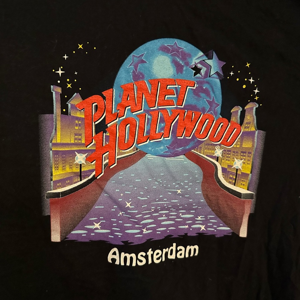 Vintage 1991 Black Amsterdam Planet Hollywood T
Shirt